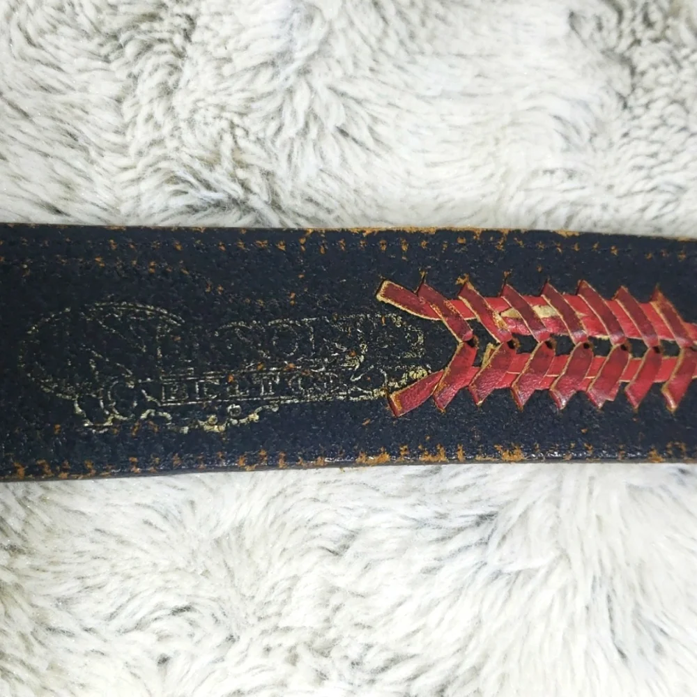 Antique Stephen Handmade Leather, Western Cowboy Black & Brown Men Belt B 508 40 - Picture 11 of 13